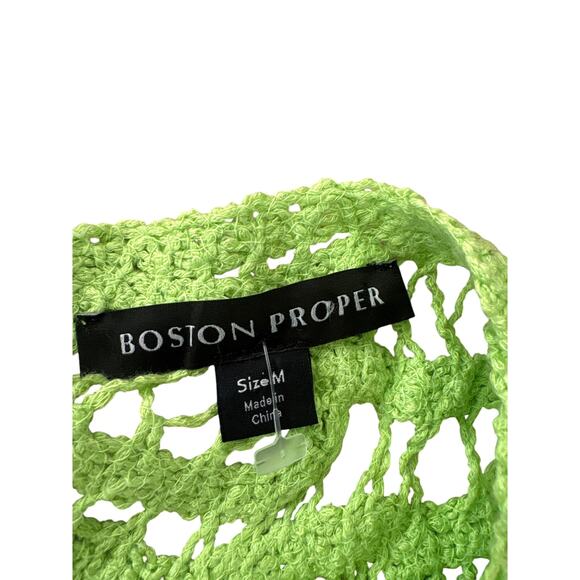 Boston Proper Sleeveless Crochet Dress Green Medium Lined Shift - Picture 2 of 8